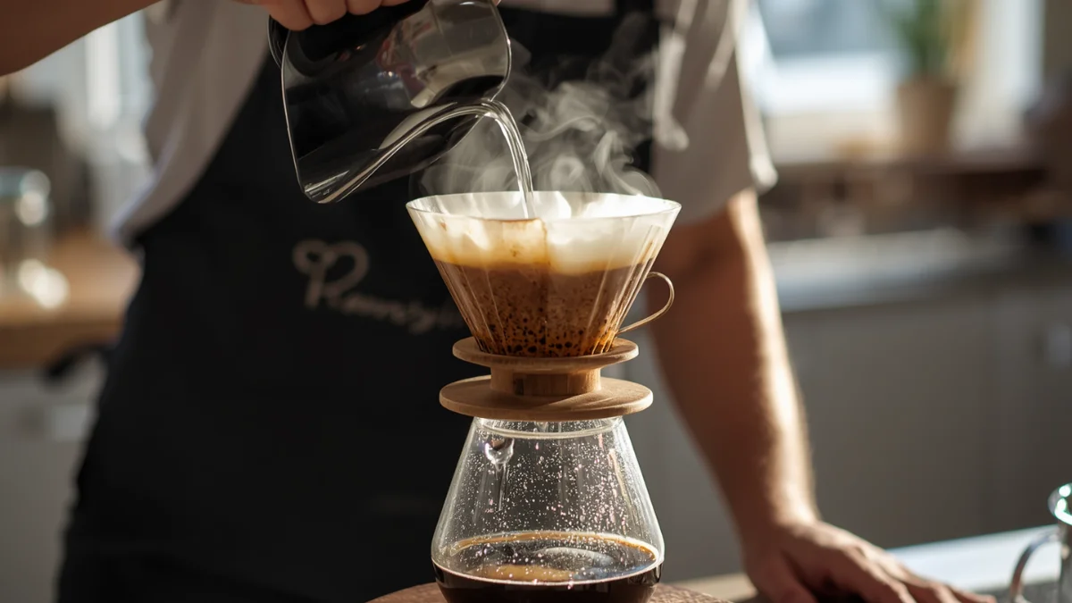 Pour over coffee brewing