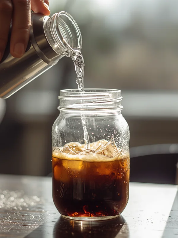 Pour cold or room-temperature water over the coffee