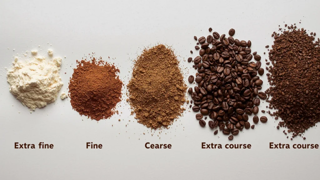 Different grind sizes- a display for comparison