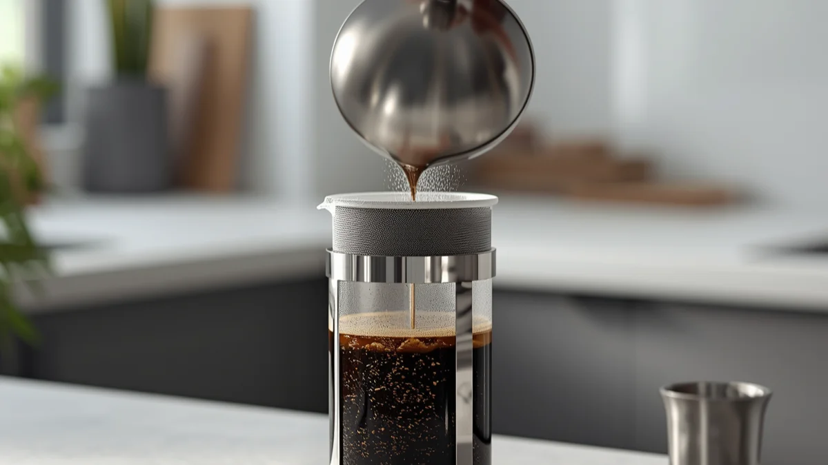 French Press brewing method at home