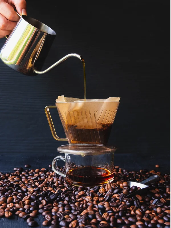 Pour over method of coffee brewing