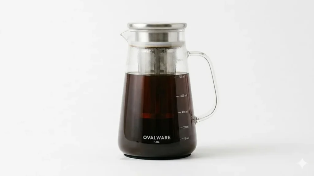 the OVALWARE Airtight Cold Brew Coffee Maker- Best For: Home café setups, flavor purity, coffee, and tea brewing