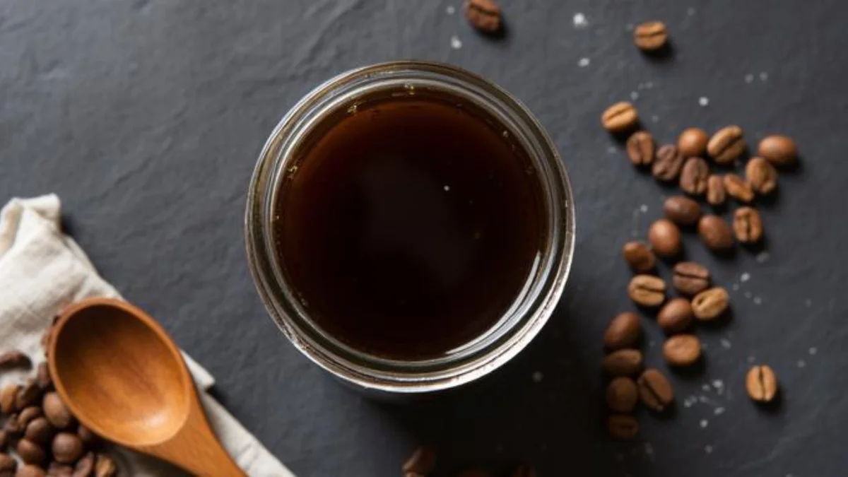 Coffee extract filled in a jar to make cold-brew coffee at home
