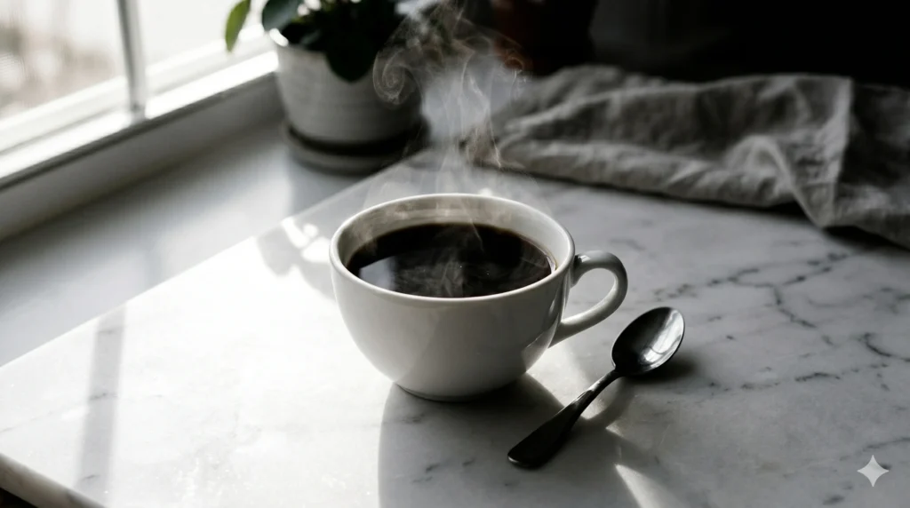 A cup of under-extracted coffee appearing pale and thin