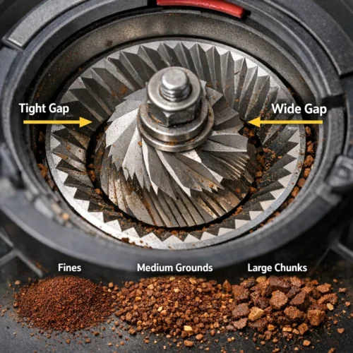 The central axle has developed minor play resulting in inconsistent gaps in blades when rotating