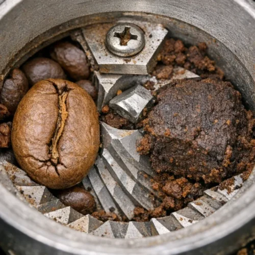 Grinder stopped grinding for reasons such as r something is physically blocking the chamber — usually a foreign object, a swollen or oversized bean, or a dense clump of old coffee residue